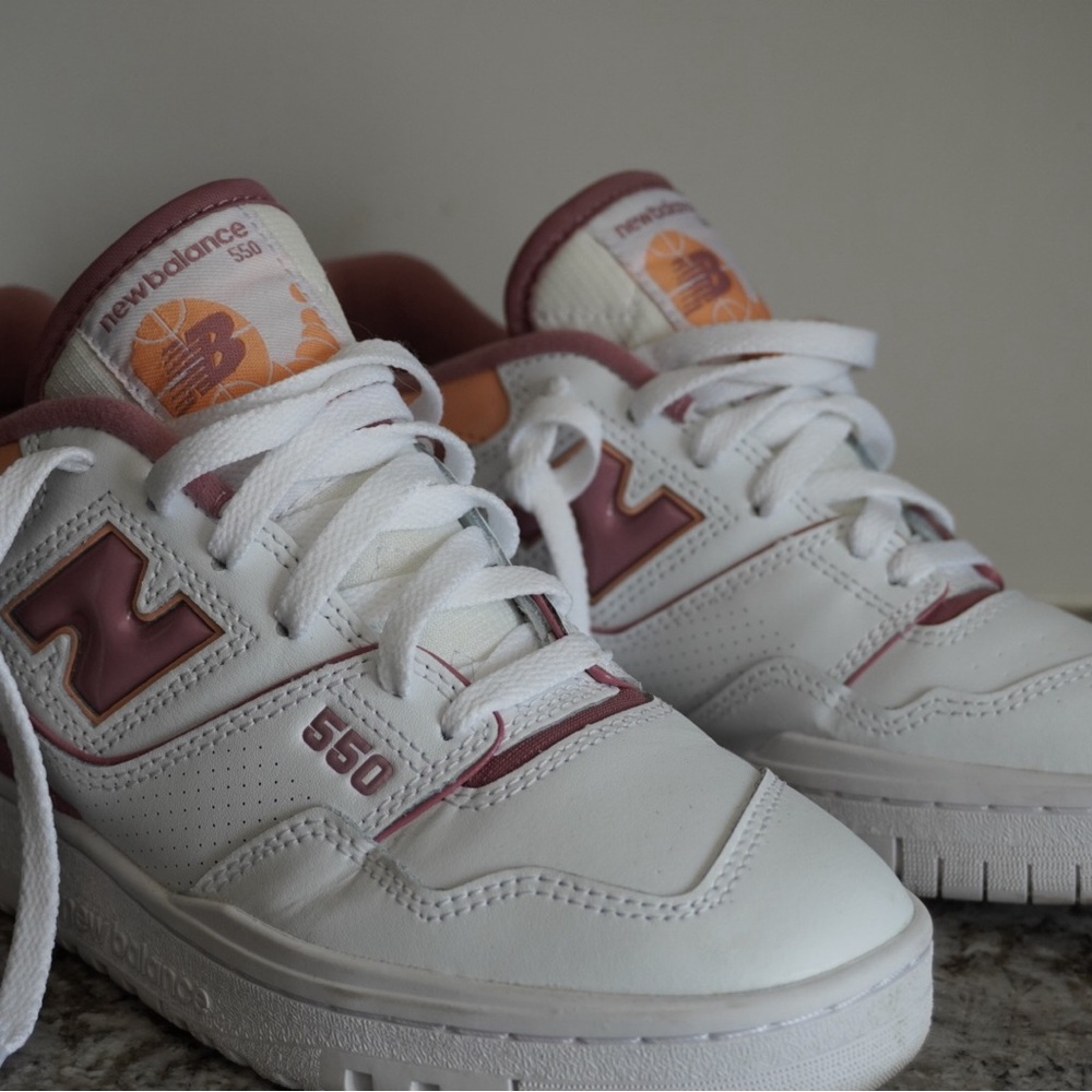 New Balance White and Pink Sneakers Classic Design